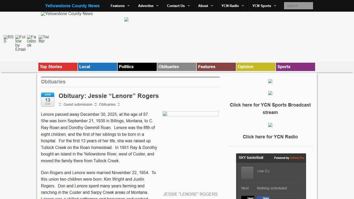 Obituaries Yellowstone County News