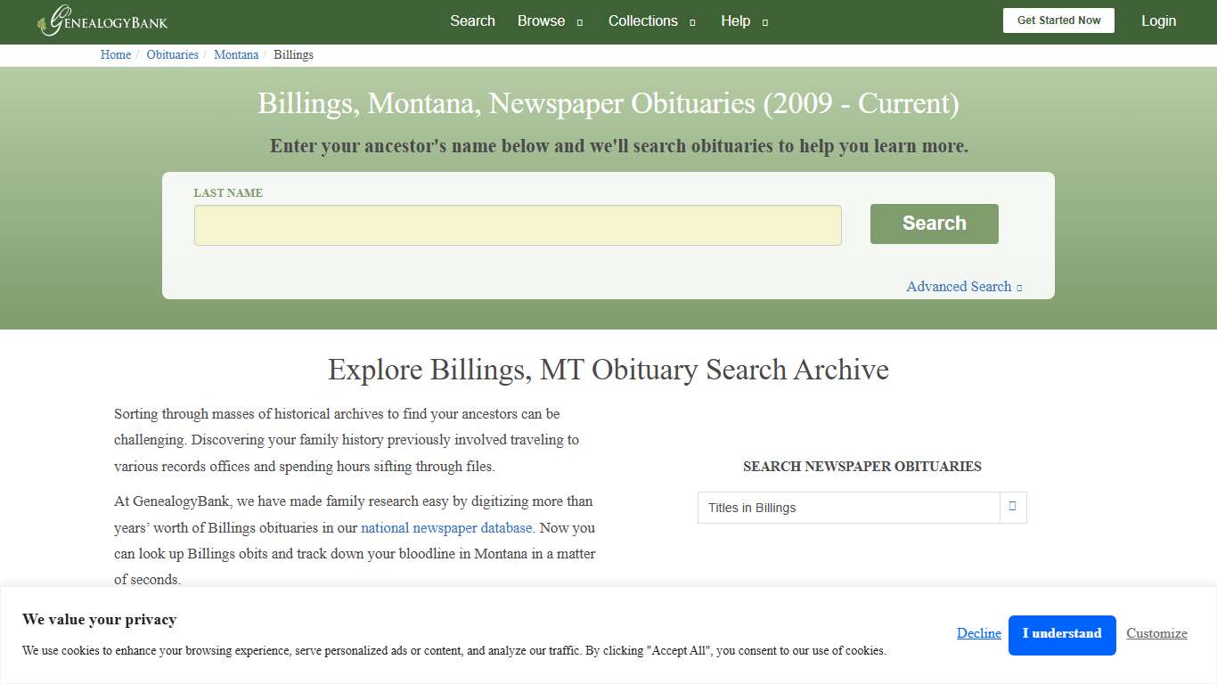 Billings, Montana Obituary Archive Search GenealogyBank